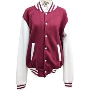 Uneek unisex burgundy red varsity jacket sweatshirt size M